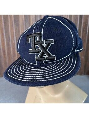 Men's Navy Blue TX Texas Baseball Hat Cap Embroidered Pitbull Fitted XL